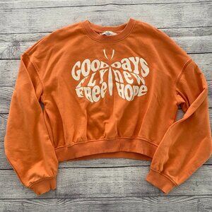 H&M Orange Cropped Sweatshirt Good Days Size 12/14